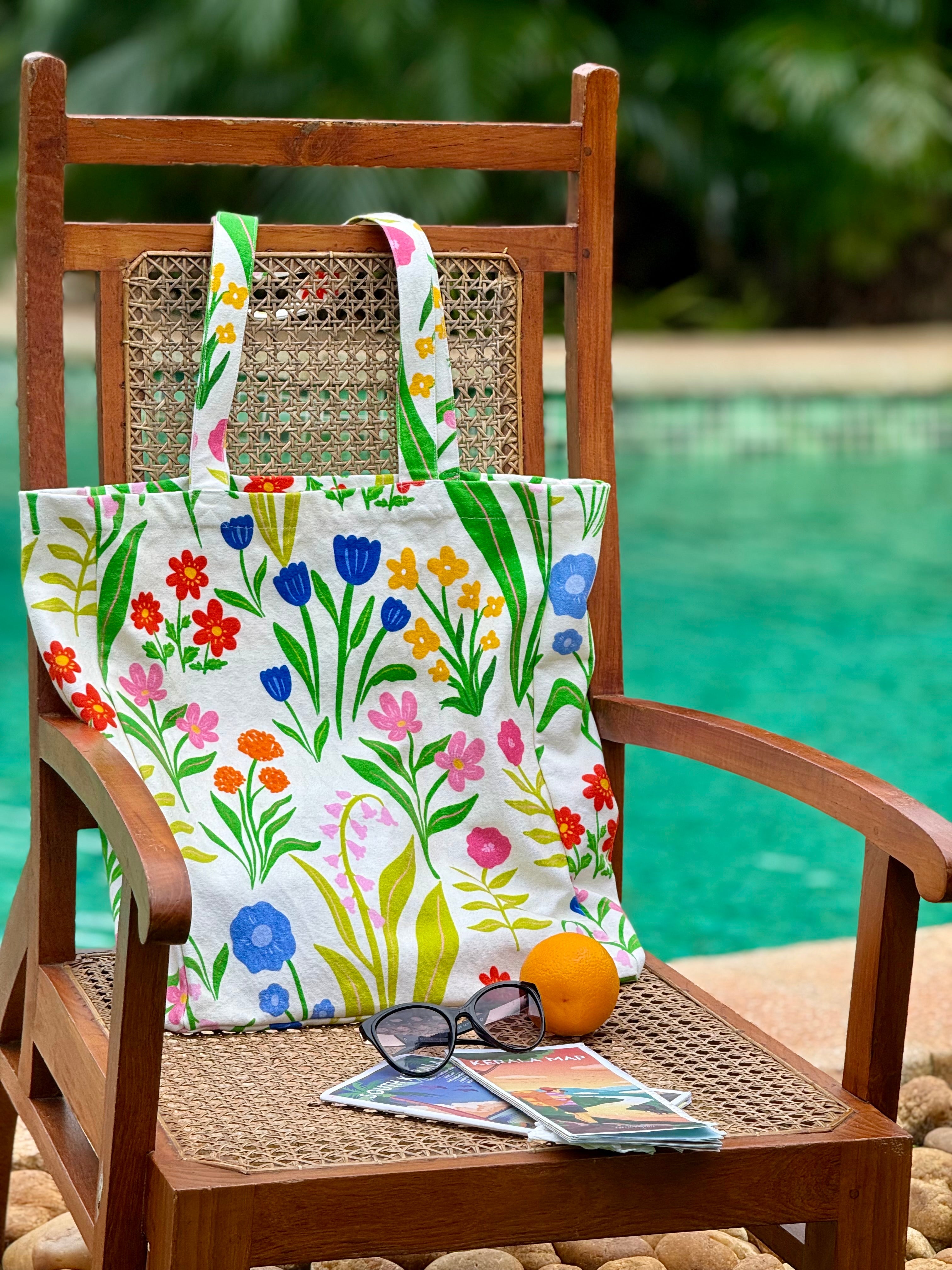 Illustrated Botanical Tote Bags - Hues of Summer