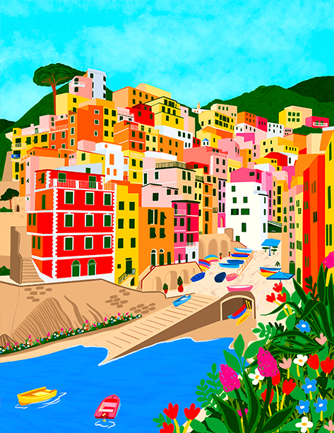 Sunset in Cinque Terre Art Print