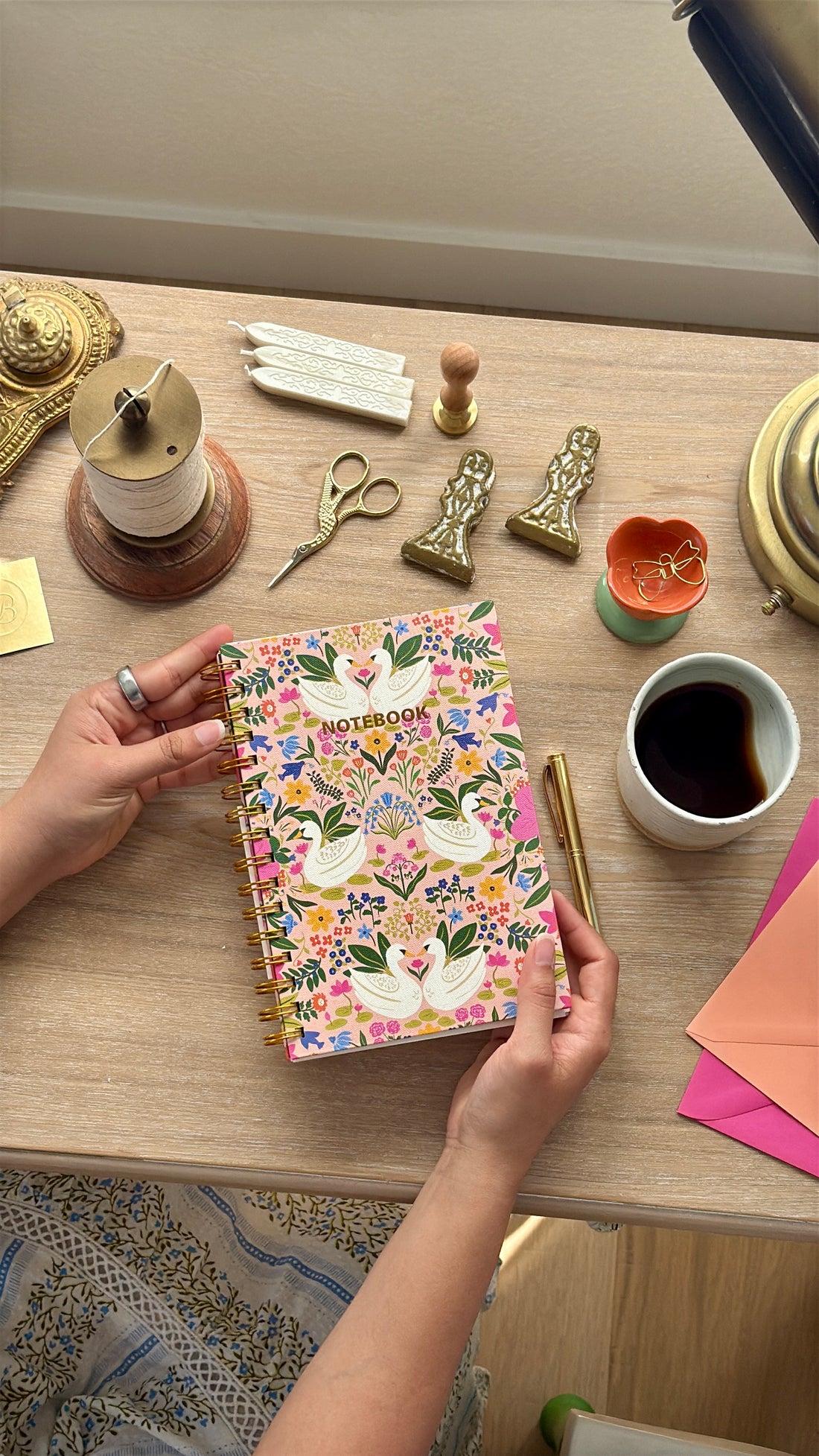 Hand-Illustrated Hardcover Notebook | Lakeside Swans