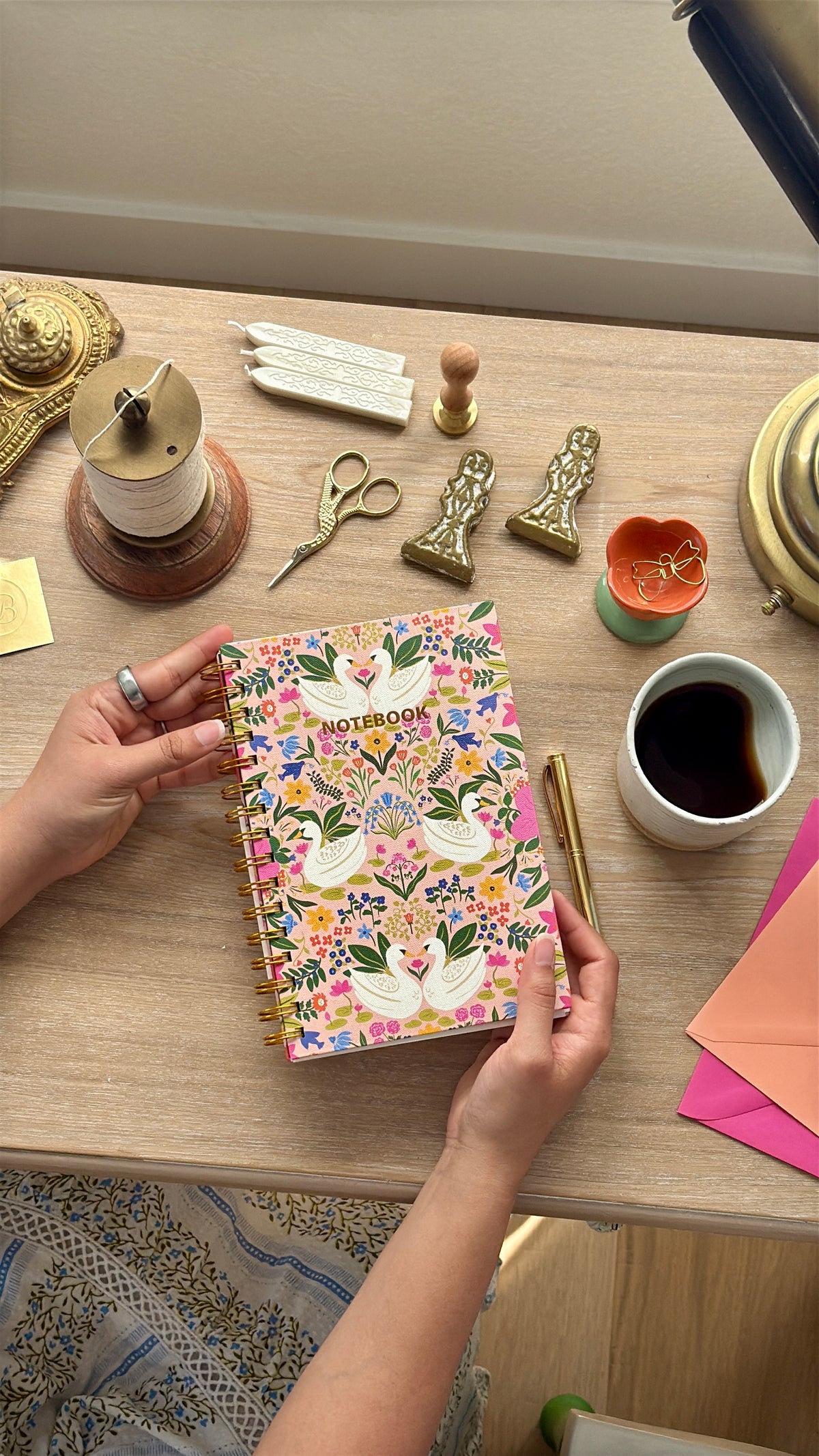 Hand-Illustrated Hardcover Notebook | Lakeside Swans