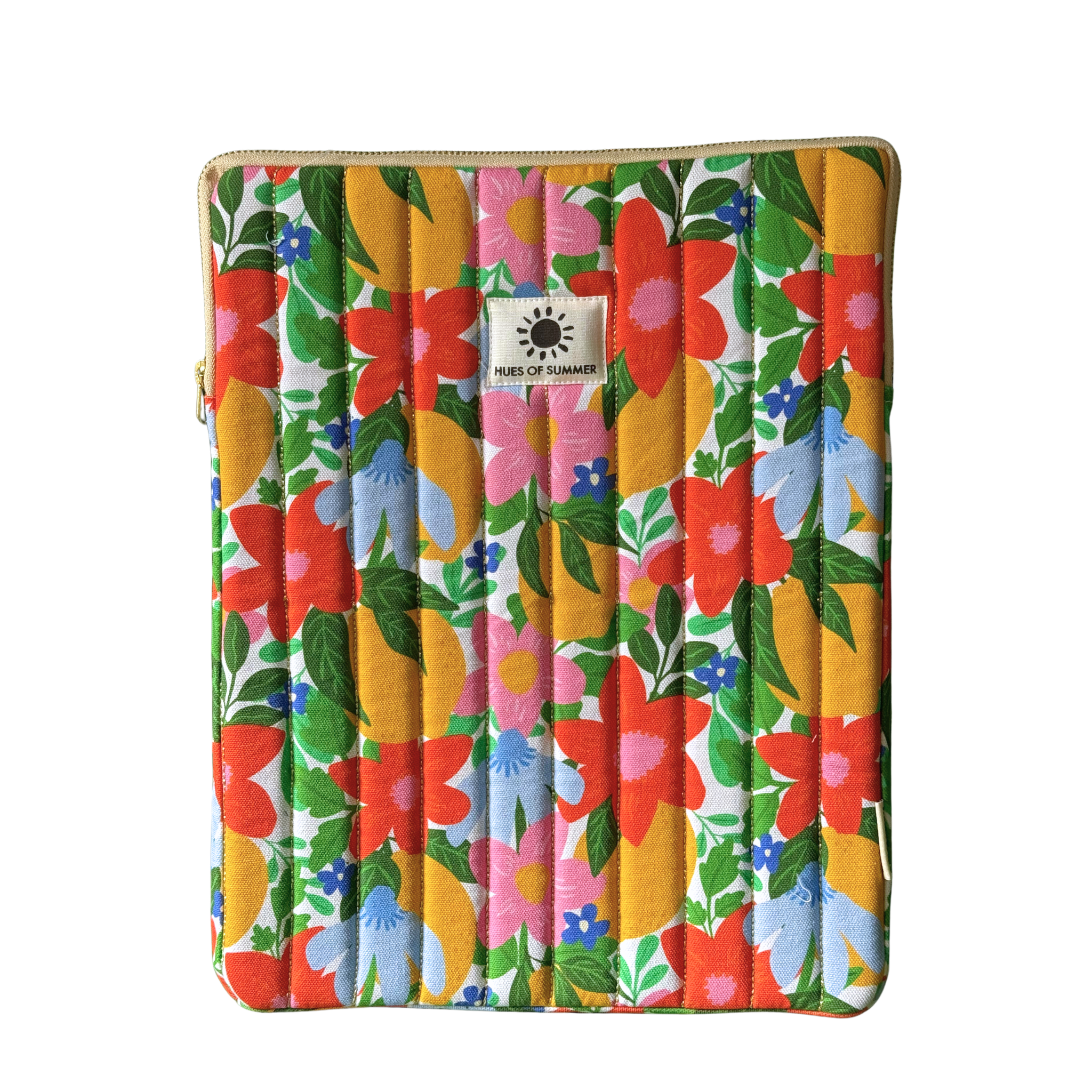 Citrus Bloom Quilted Tech Sleeve – quilted laptop sleeve with hand-drawn design | Hues of Summer
