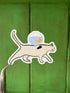 Cat and Fish Sticker – die-cut illustrated sticker | Hues of Summer