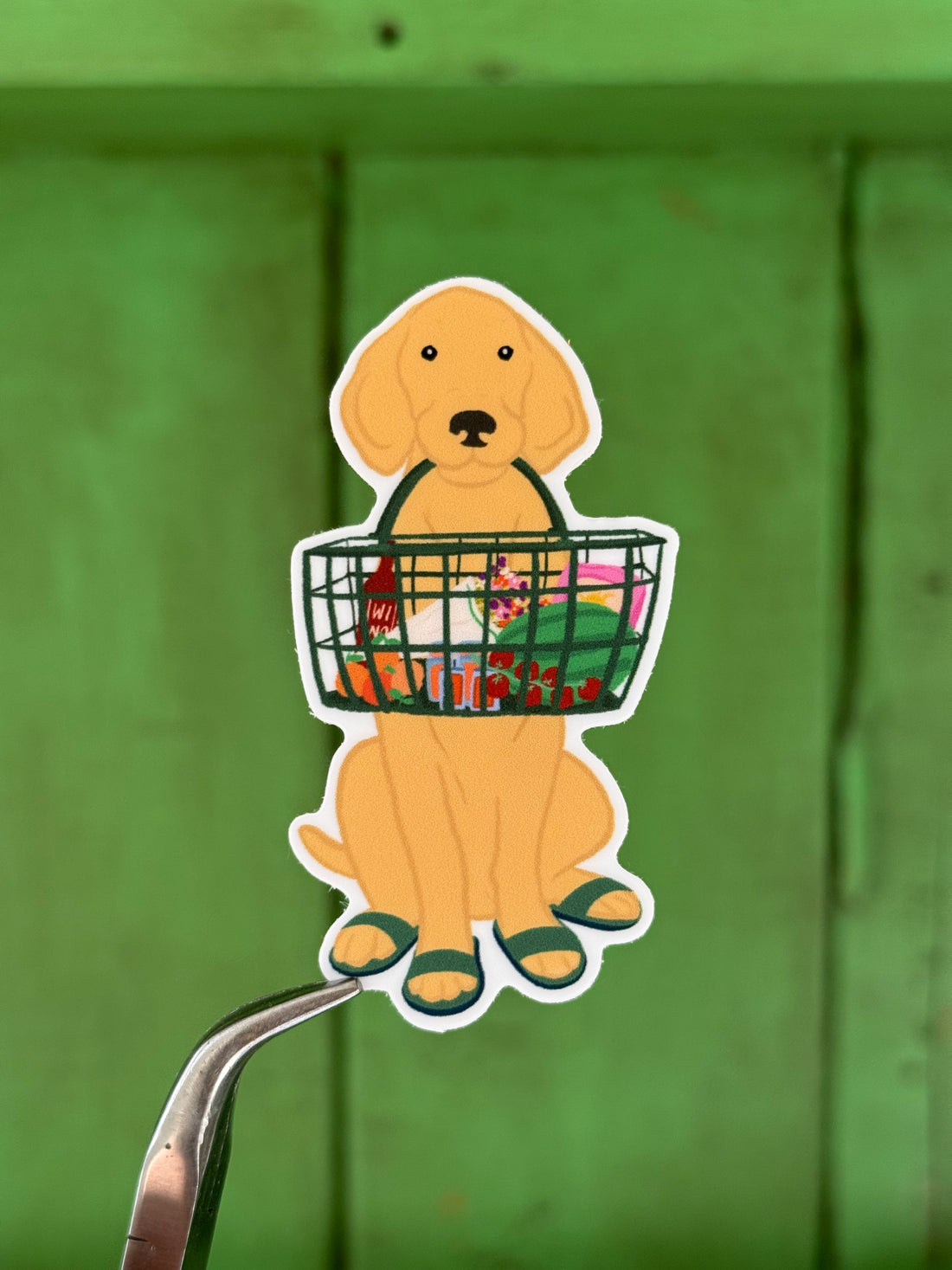 Market Dog Sticker – die-cut illustrated sticker | Hues of Summer