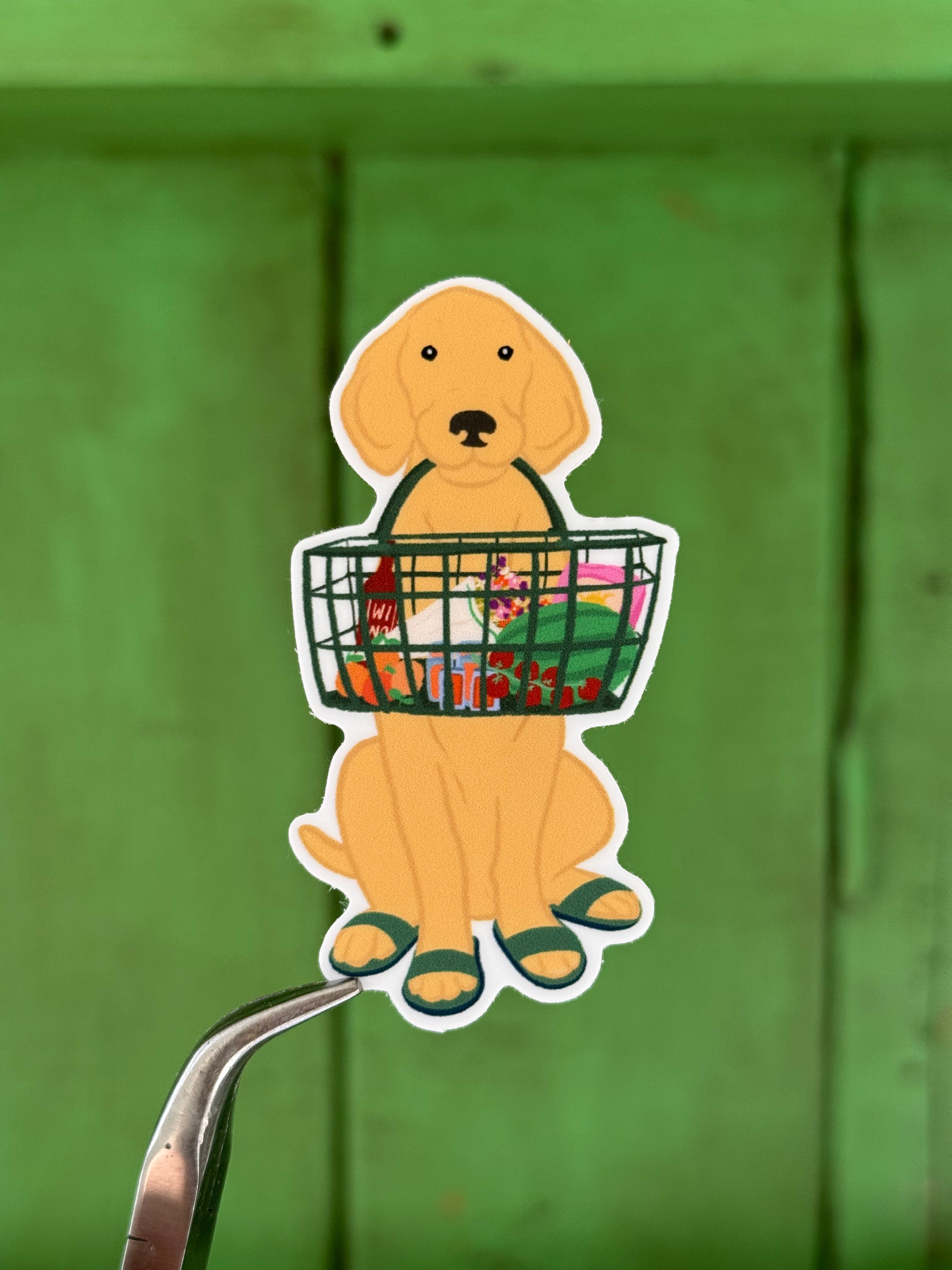 Market Dog Sticker – die-cut illustrated sticker | Hues of Summer