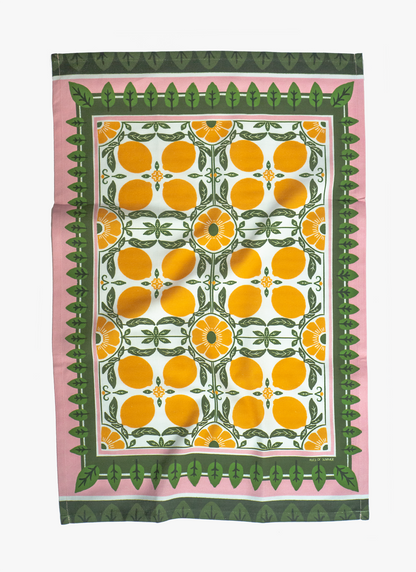 Lemon Mosaic Tea Towel